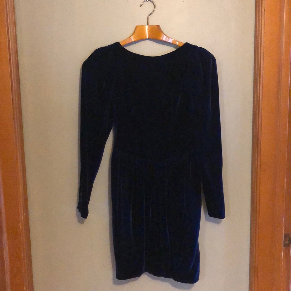 Vintage Blue Velvet Minidress, Size Small
